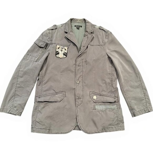 INC International Concepts Utility Jacket XL Gray Military Style, Patch Detail - Picture 2 of 10